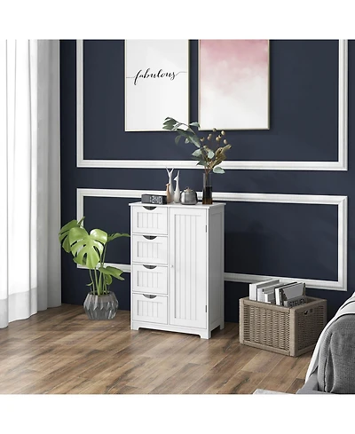 sumyeg Standing Indoor Wooden Storage Cabinet with 4 Drawers