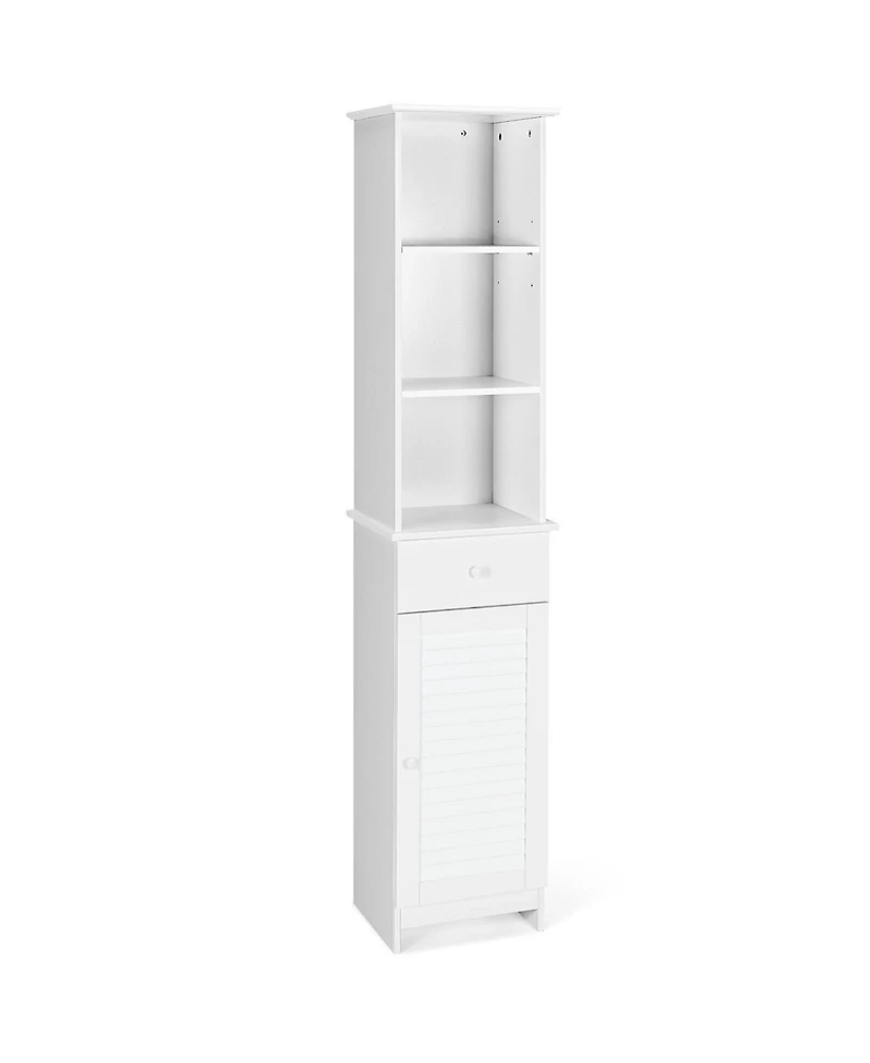 sumyeg Tall Freestanding Bathroom Storage Cabinet with Open Shelves and Drawer