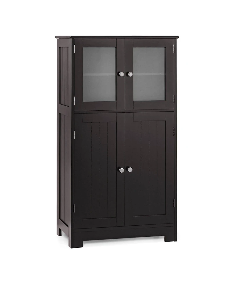 sumyeg Bathroom Floor Storage Cabinet with Doors and Adjustable Shelf