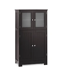 sumyeg Bathroom Floor Storage Cabinet with Doors and Adjustable Shelf