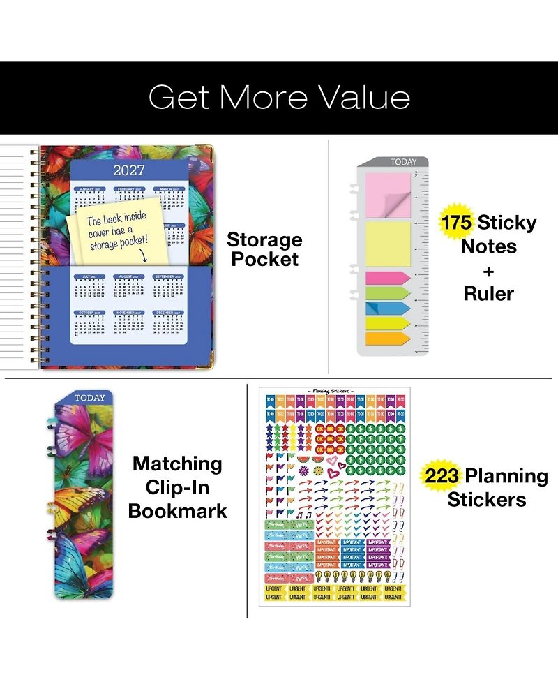 Gnuadz Academic Planner 2026-2027 Hardcover Butterflies