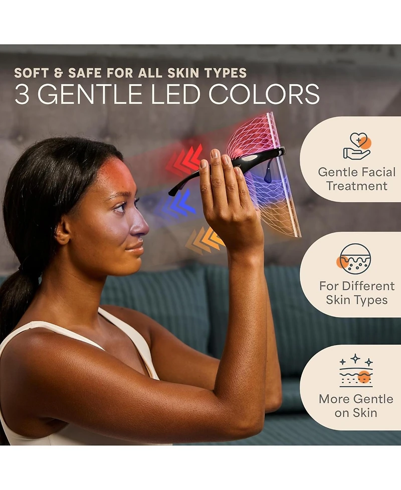 LifePro VizaCure Led Face Mask for Light Therapy - Black Led Mask for Face and Neck Care - Portable Led Light Therapy Device.
