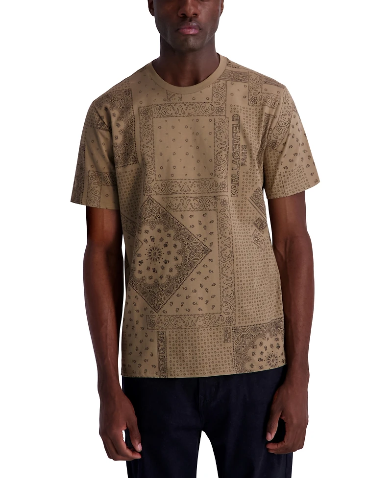 Karl Lagerfeld Paris Men's Bandana Print T-Shirt