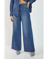 Nasty Gal Women's Denim Jewel Baggy Jeans