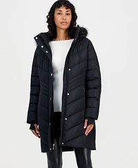 Michael Kors Women's Hooded Faux-Fur Trim Puffer Coat