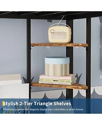 homfan Metal Twin Loft Bed with Desk and Storage Shelves, Space-Saving Frame Guardrails, Ladder Steel Slats