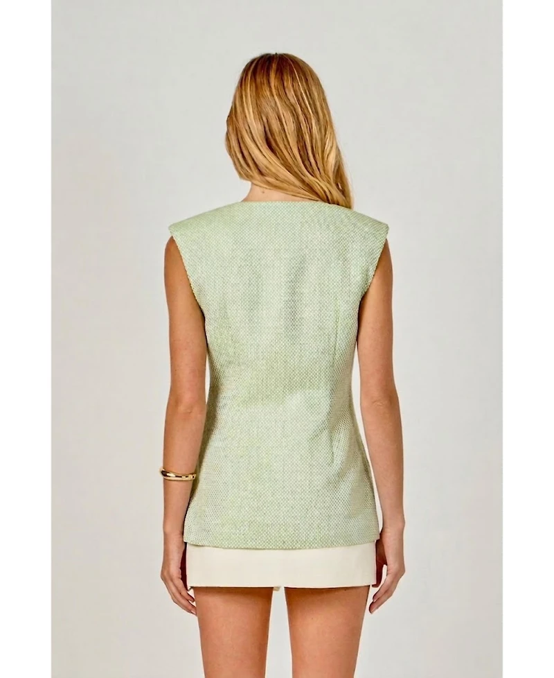 endless rose Women's Long Vest With Button Details