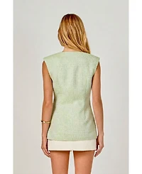endless rose Women's Long Vest With Button Details
