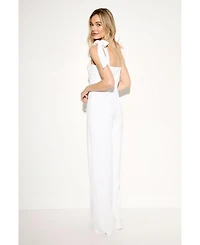 MissPap Women's Bow Shoulder Wide Leg Jumpsuit