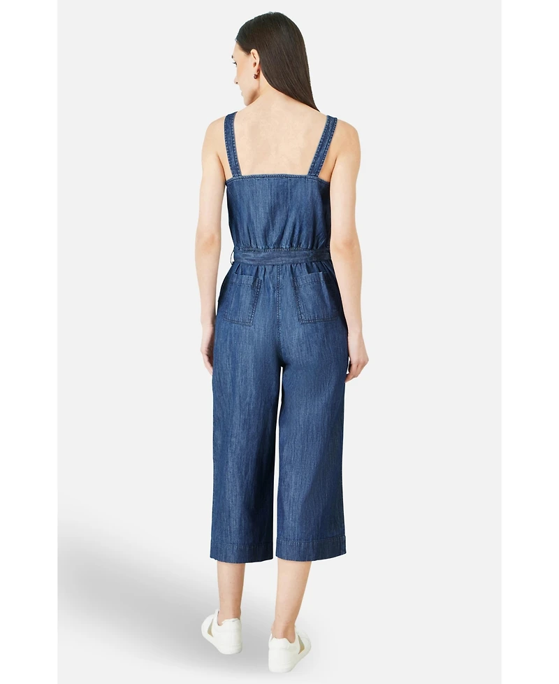 Yumi Women's Chambray Button Through Jumpsuit