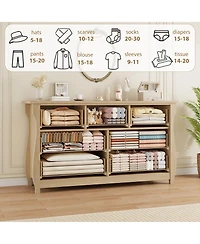 homfan 7 Dresser for Bedroom, Wide Drawer with Storage Freestanding, Wooden Closet Chest Living Room, Entryway