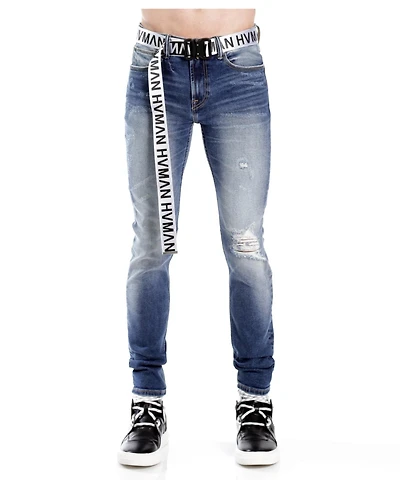Hvman Chosen To Prevail x Cult Strat Super Skinny Fit Jeans with Belt Baltic
