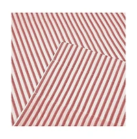 Ellis Curtain Plaza Classic Ticking Stripe Printed on Natural Ground 1.5" Rod Pocket Tailored Tiers Brick