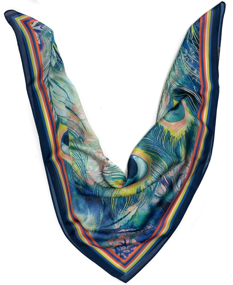 Vince Camuto Peacock Feather Bandana Scarf
