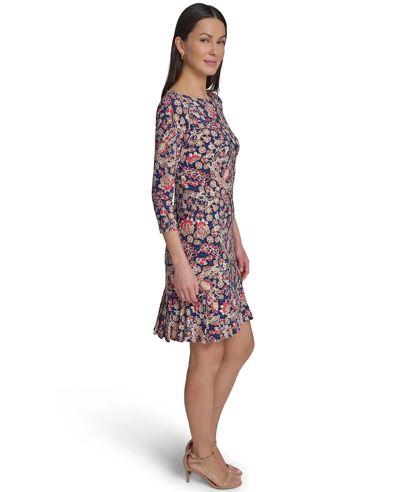 Tommy Hilfiger Women's Boat Neck Pleated Hem Dress