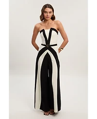 Karen Millen Women's Block Bandeau Jumpsuit