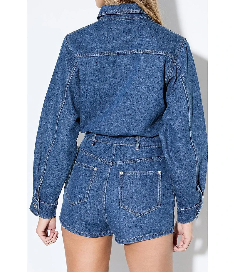 MissPap Women's Structured Shoulder Denim Playsuit