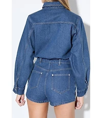 MissPap Women's Structured Shoulder Denim Playsuit