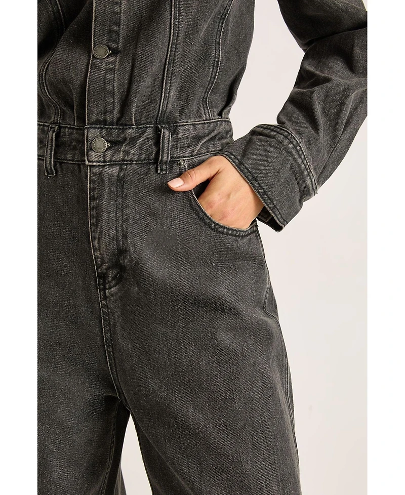 Nasty Gal Women's Denim Shoulder Pad Boilersuit