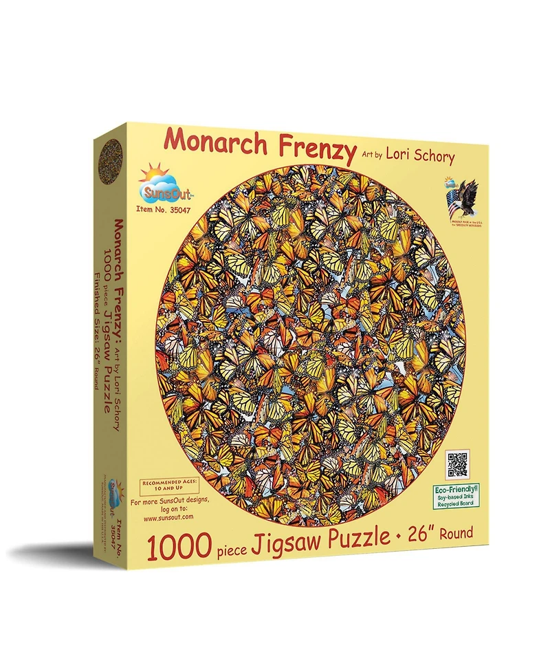 SunsOut Monarch Frenzy 1000 Piece Jigsaw Puzzle For Adults Round