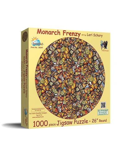 SunsOut Monarch Frenzy 1000 Piece Jigsaw Puzzle For Adults Round