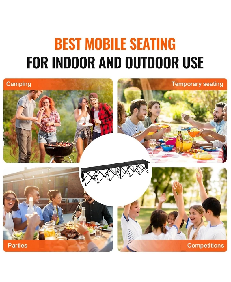 Yiortwo 6-Seat Portable Folding Sports Bench with Carry Bag, Outdoor Team Camping Chair
