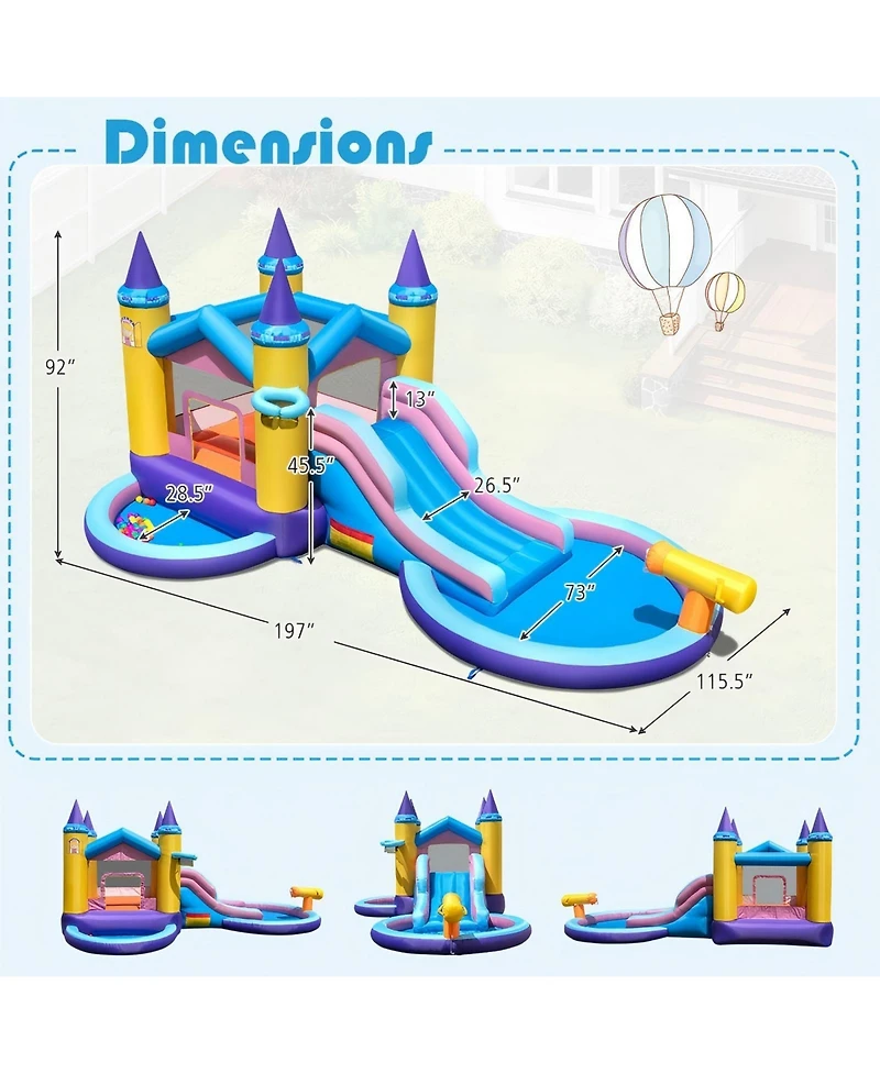 Hongge 6 in 1 Inflatable Kids Water Park for Yard
