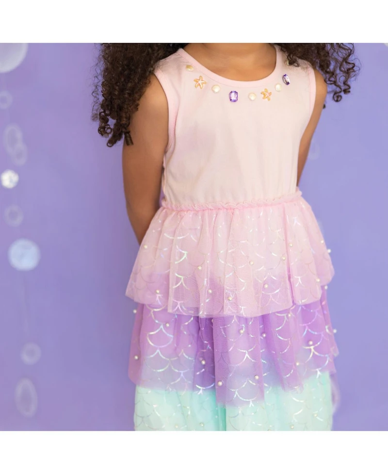 Sweet Wink Little Girls Mermaid Pearl Tank Tutu Dress