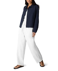 Eileen Fisher Women's Cotton-Blend Classic Collar A-Line Jacket, Regular And Plus
