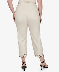 Ruby Rd. Plus Size Embroidered Cutout Denim Ankle Pants