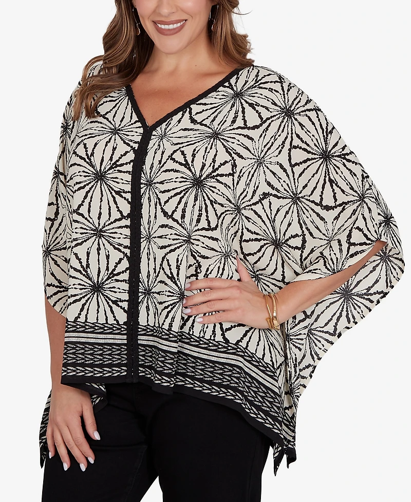Ruby Rd. Plus Geo Border Print Crepe T-Shirt