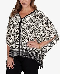 Ruby Rd. Plus Geo Border Print Crepe T-Shirt