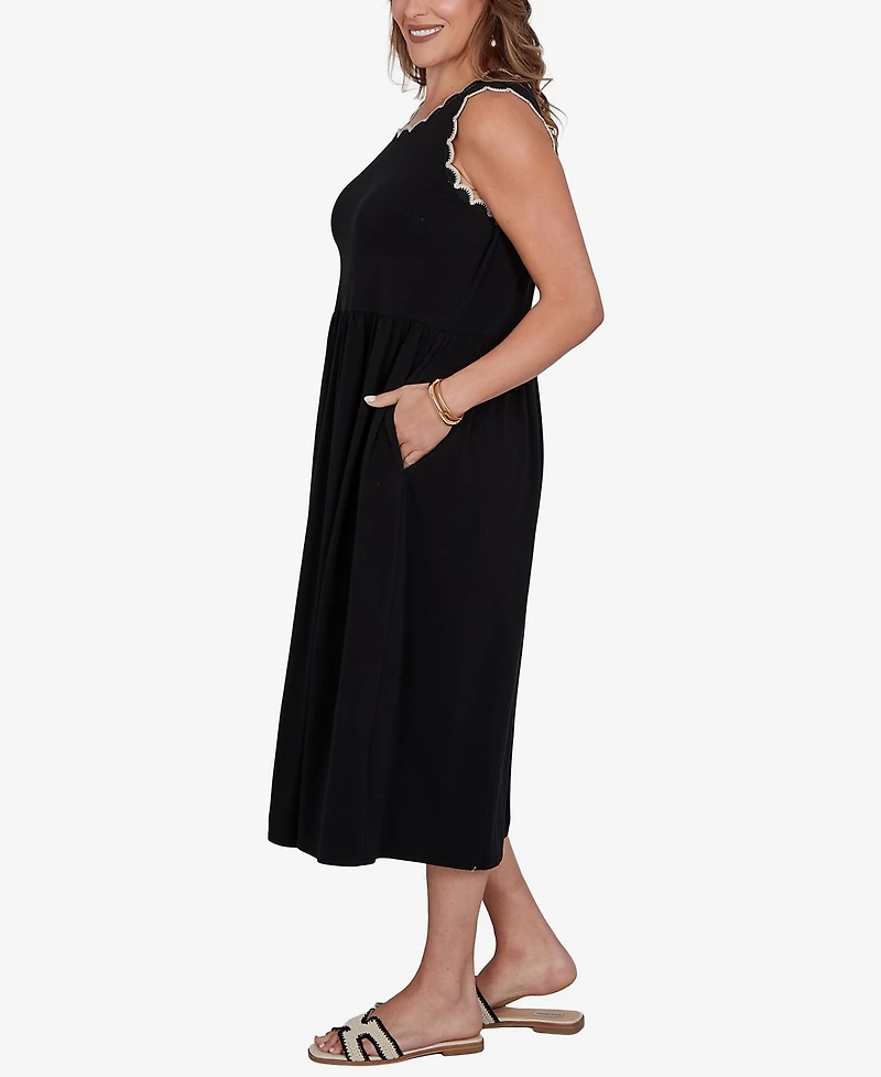 Ruby Rd. Plus Crochet Trim Stretch Knit Midi Dress