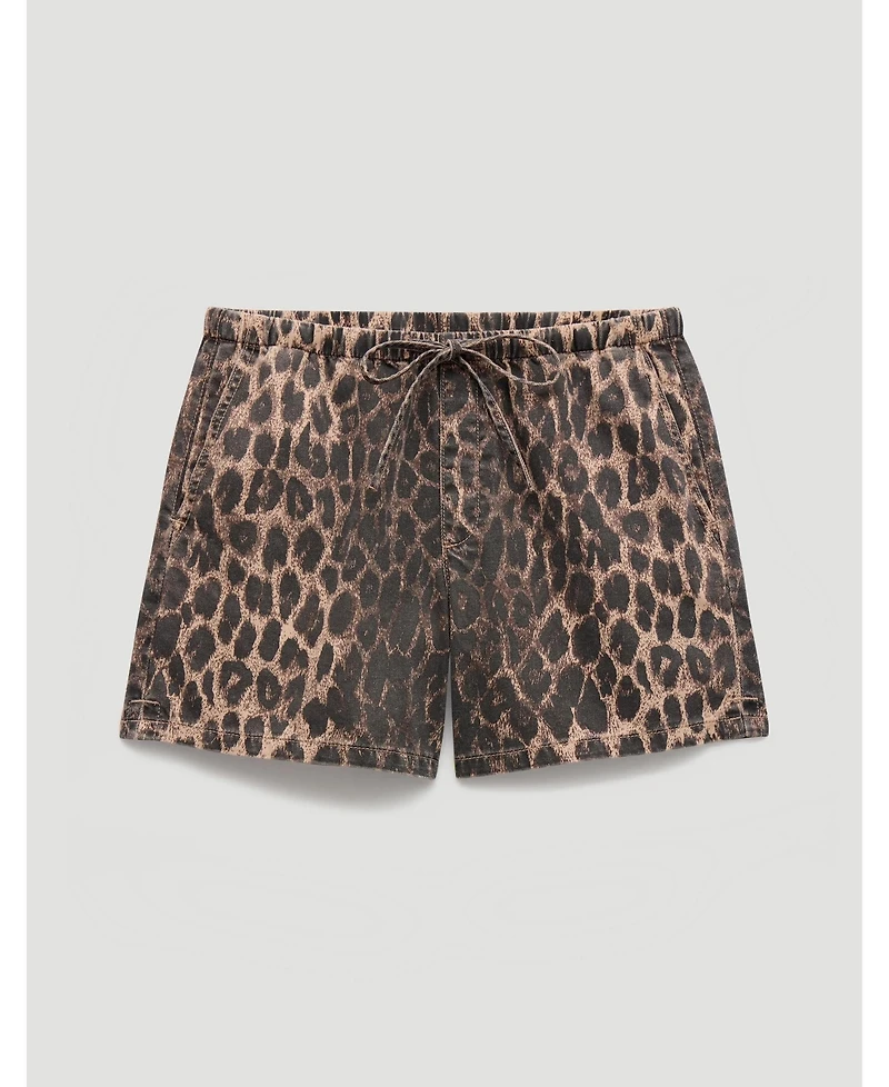 Hush Women's Betty Leopard Pull On Denim Shorts