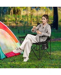 Yiortwo Oversized Camping Chair with Side Table, Cup Holder and Storage Pockets