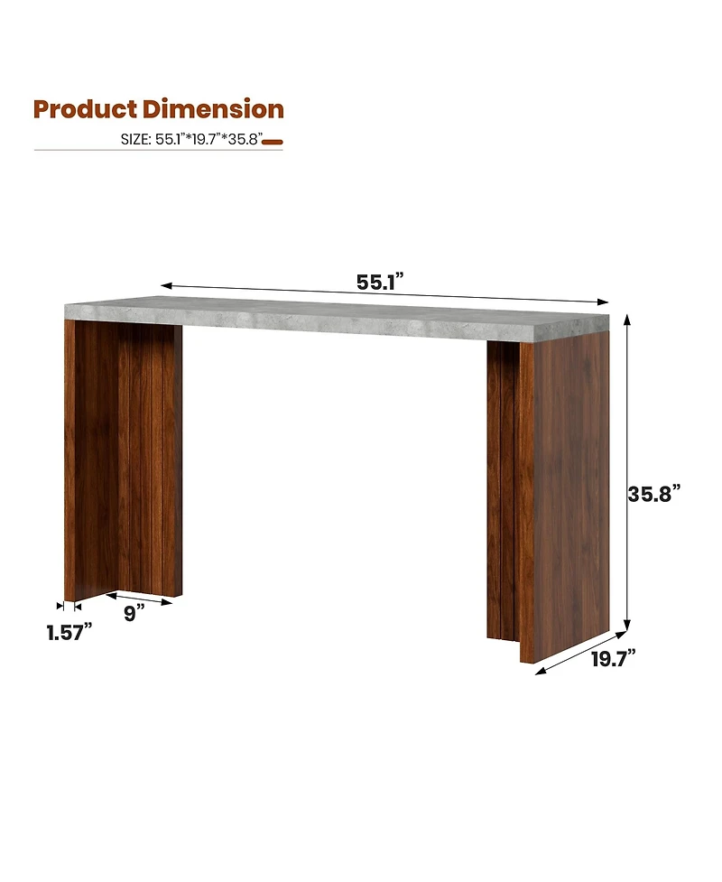gaomon 55" counter height dining table with faux marble top and T-shaped legs, seats 4–6-ideal for kitchen, dining, or living spaces.