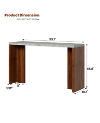 gaomon 55" counter height dining table with faux marble top and T-shaped legs, seats 4–6-ideal for kitchen, dining, or living spaces.