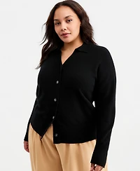 Charter Club Plus 100% Cashmere Collared Cardigan, Macy's Exclusive