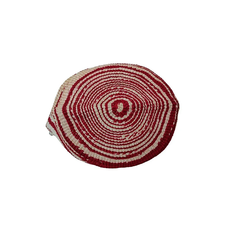 Sawa Sawa Crimson Courage Handwoven Red & White Sisal Straw Basket Tote