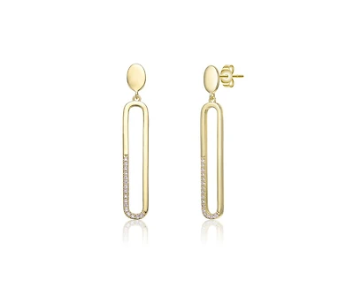 Rachel Glauber Modern Cubic Zirconia Pave Oval Statement Drop Earrings