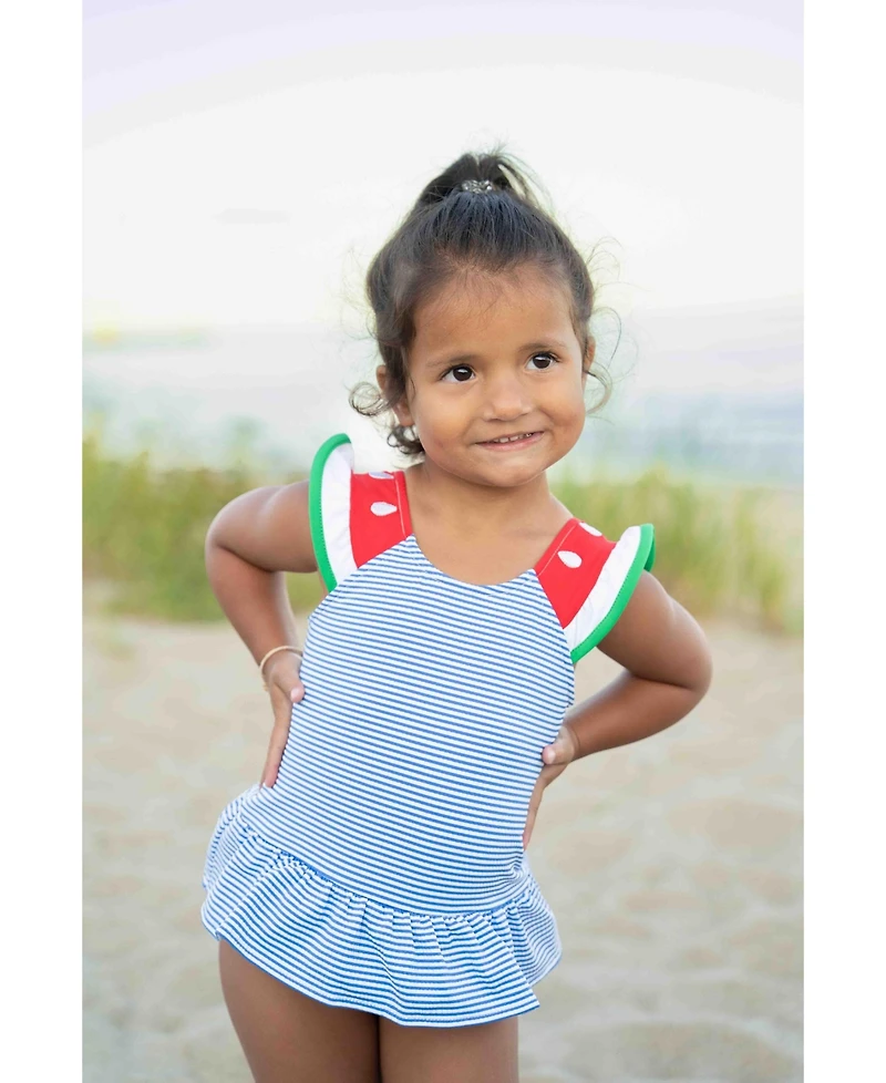 Florence Eiseman Little Girls Seersucker Swimsuit with Watermelon