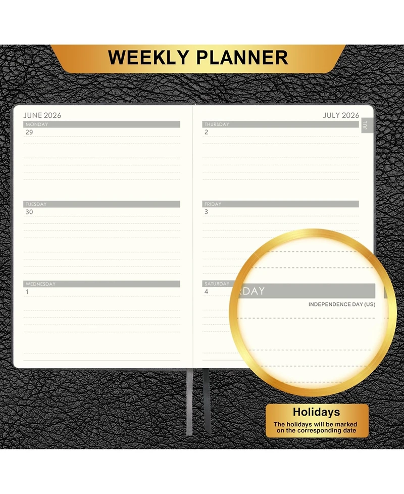 Gnuadz Planner 2026-2027 Weekly Monthly Leather Agenda