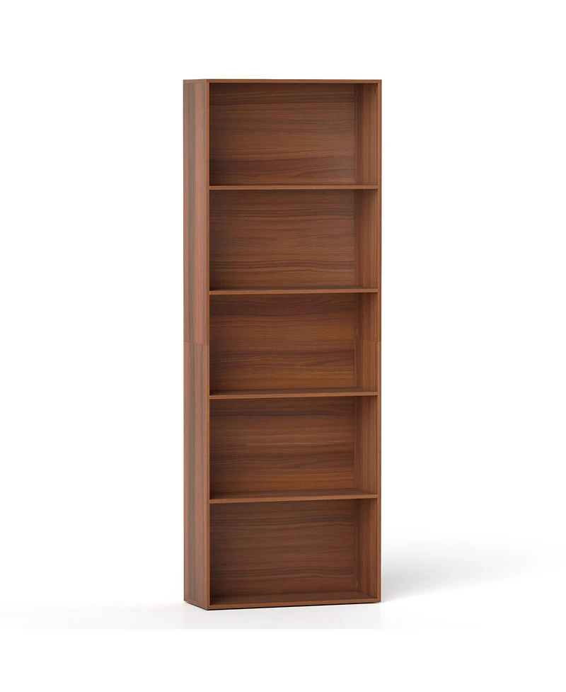Gymax 5-Tier Freestanding Open Bookshelf w/2 Anti-tipping Devices for Living Room