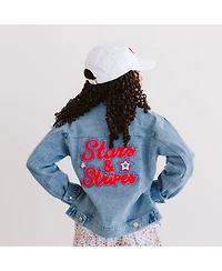 Sweet Wink Big Girls Stars and Stripes Patch Denim Jacket