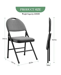 homfan 4 Piece Cushioned Folding Chairs with Ergonomic Wide Back, Reinforced Metal Frame and Nesting Stackable Design - Portable Seating for Events