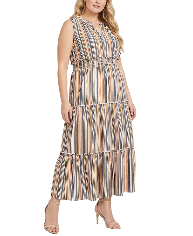 Ny Collection Plus Sleeveless Crinkled Maxi Dress