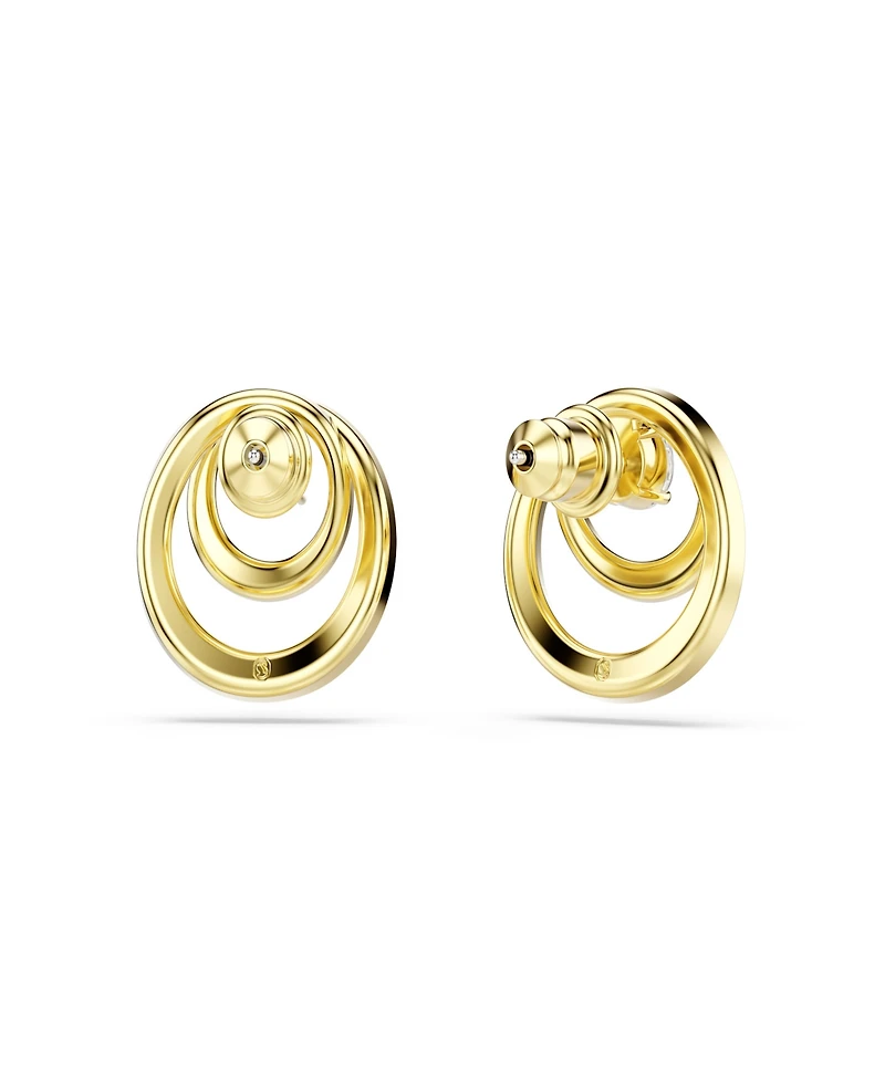 Swarovski Gold-Tone Plated Glittering Pave Stud Earrings