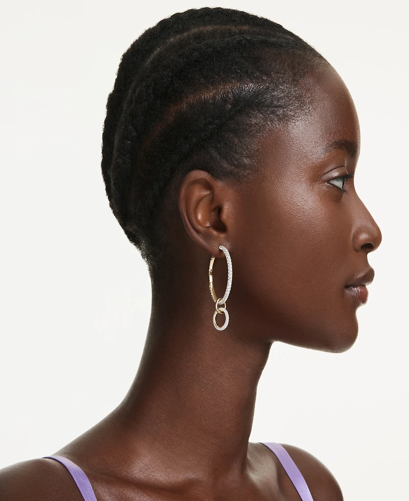Swarovski Gold-Tone Plated Interconnected Hoop Earrings