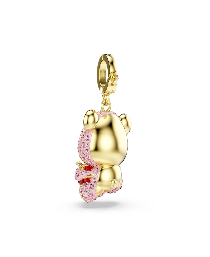 Swarovski Gold-Tone Plated Pink Teddy Bear Charm