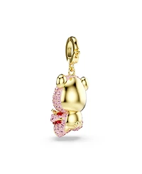 Swarovski Gold-Tone Plated Pink Teddy Bear Charm
